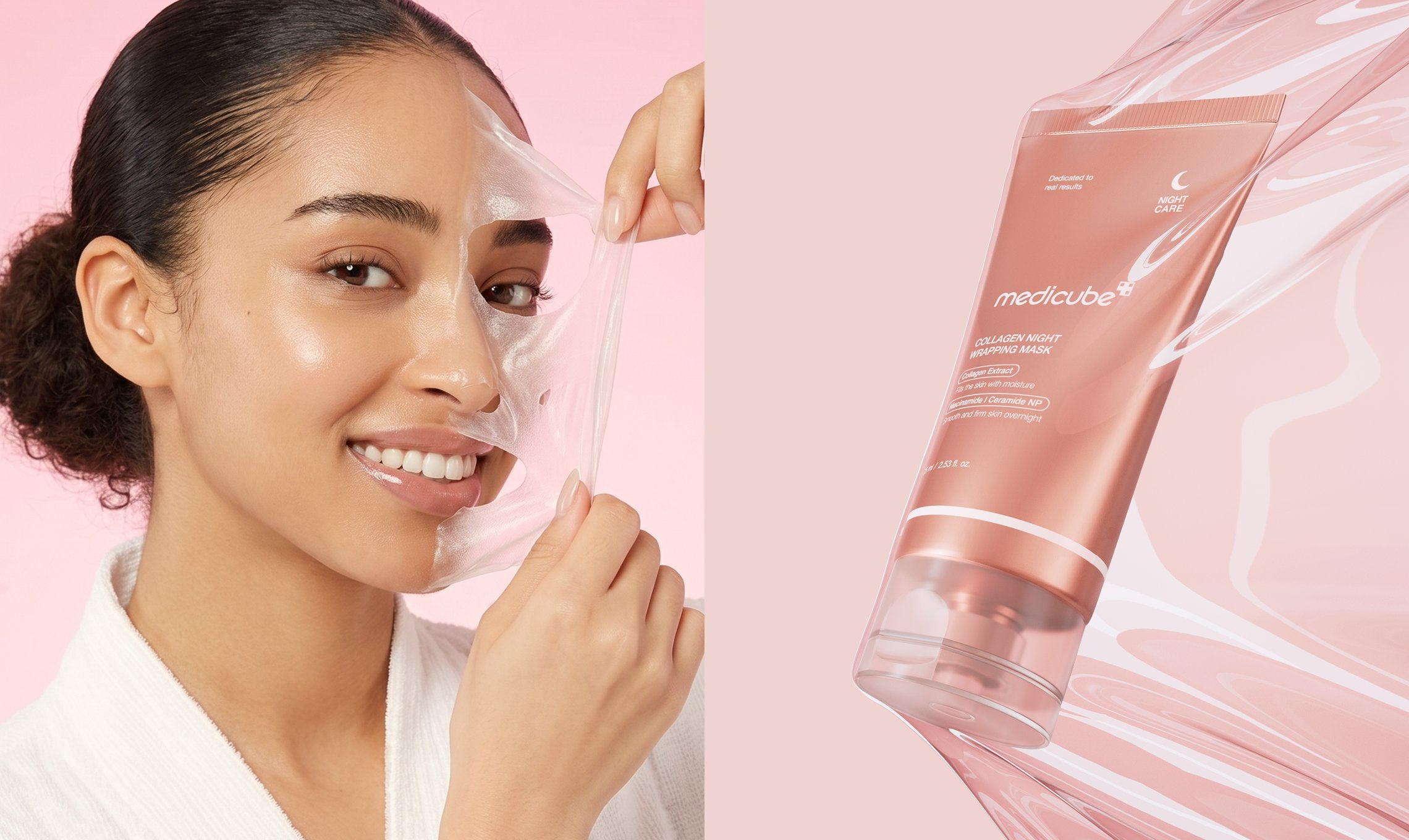 Collagen night wrapping mask, meticulously crafted to care for and protect your skin's elasticity while you sleep